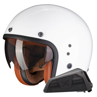 Casque Jet Scorpion Belfast Evo Luxe White + Bluetooth-Kit Exo-Com Link-1 Casque Jet Scorpion Belfast Evo Luxe White + Bluetooth-Kit Exo-Com Link-1