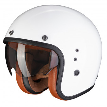 Scorpion Belfast Evo Luxe White + Bluetooth-Kit Exo-Com Link-1C