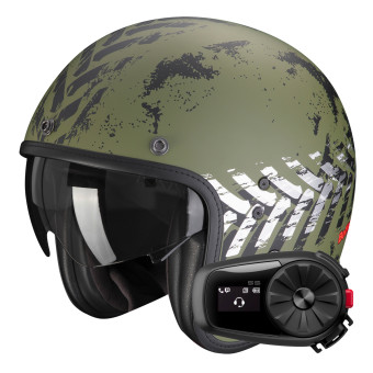 Jet Scorpion Belfast Evo Nevada Matt Green Silver + Kit Bluetooth 5S Solo
