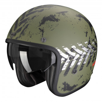 Scorpion Belfast Evo Nevada Matt Green Silver + Kit bluetooth 5R Lite