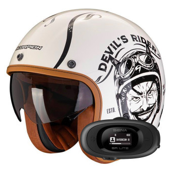 Jet Scorpion Belfast Evo Romeo Cream Black + Kit bluetooth 5R Lite Solo