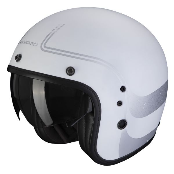 Scorpion Belfast Evo Soul Matt White Silver + Kit Bluetooth 5S Solo