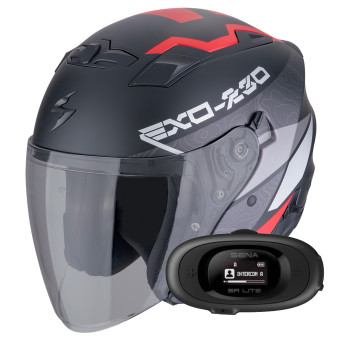 Jet Scorpion Exo 230 Band White Black Red + Kit bluetooth 5R Lite