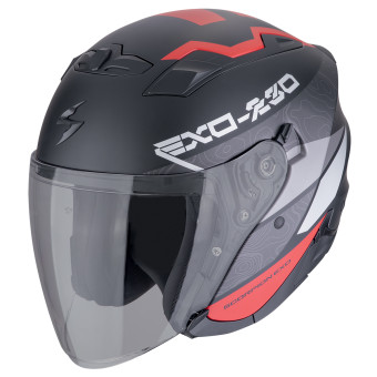 Scorpion Exo 230 Band White Black Red + Bluetooth-Kit Exo-Com Link-1C