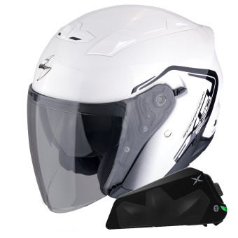 Jet Scorpion Exo 230 Cit-E White Black + Bluetooth-Kit Exo-Com Link-1C