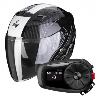Jet Scorpion Exo 230 Condor Black White + Kit Bluetooth 5S Solo