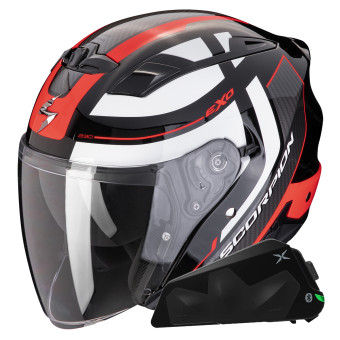 Jet Scorpion Exo 230 Pul Black Red + Bluetooth-Kit Exo-Com Link-1C