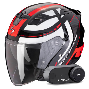 Jet Scorpion Exo 230 Pul Black Red + Kit Bluetooth Lokui K30