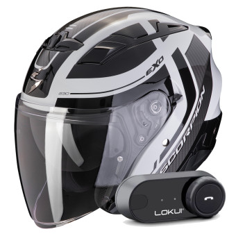 Jet Scorpion Exo 230 Pul Grey Black + Kit Bluetooth Lokui K30