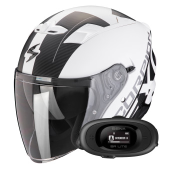 Jet Scorpion Exo 230 QR Matt White Black + Kit bluetooth 5R Lite Solo