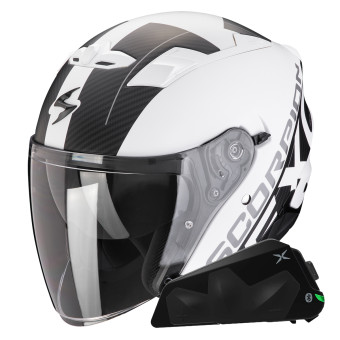 Jet Scorpion Exo 230 QR Matt White Black + Bluetooth-Kit Exo-Com Link-1C