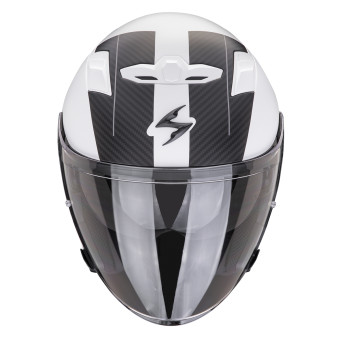 Scorpion Exo 230 QR Matt White Black + Bluetooth-Kit Exo-Com Link-1C