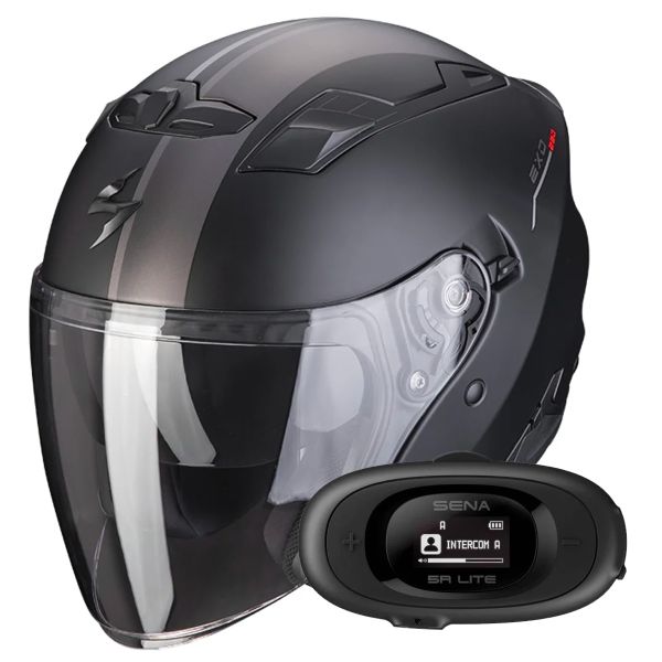 Jet Scorpion Exo 230 SR Black Matt Silver Red + Kit bluetooth 5R Lite