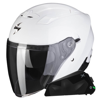 Jet Scorpion Exo 230 White + Bluetooth-Kit Exo-Com Link-1C