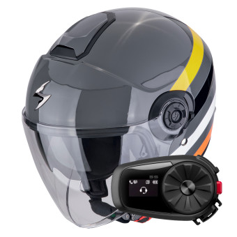 Jet Scorpion Exo City II Bee Grey Yellow Black + Kit Bluetooth 5S