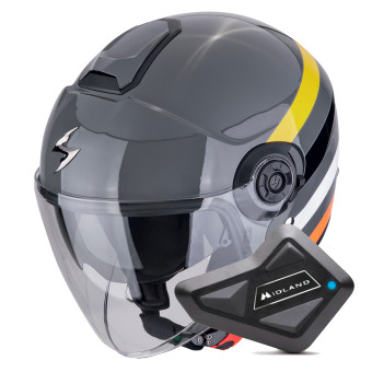 Jet Scorpion Exo City II Bee Grey Yellow Black + Kit Bluetooth BT Mini