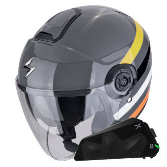 Jet Scorpion Exo City II Bee Grey Yellow Black + Bluetooth-Kit Exo-Com Link-1C