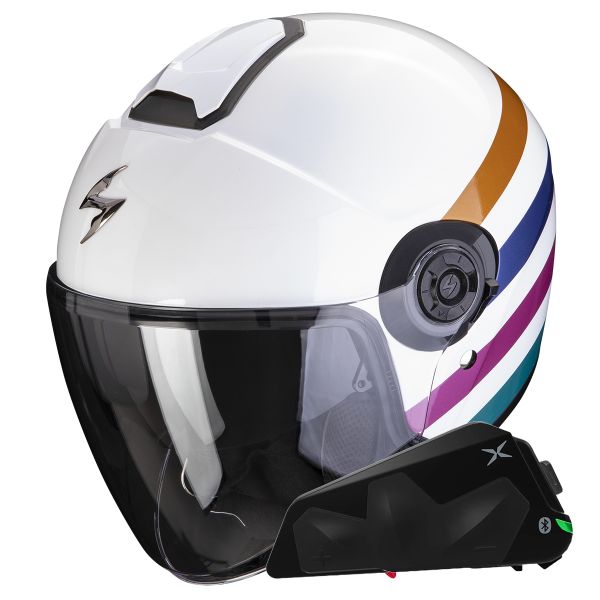 Jet Scorpion Exo City II Bee White Green Gold + Bluetooth-Kit Exo-Com Link-1C