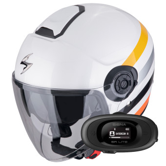 Jet Scorpion Exo City II Bee White Yellow + Kit bluetooth 5R Lite