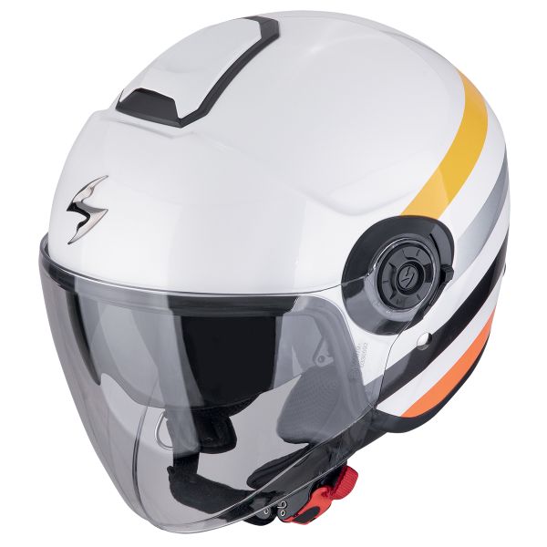 Scorpion Exo City II Bee White Yellow + Bluetooth-Kit Exo-Com Link-1C