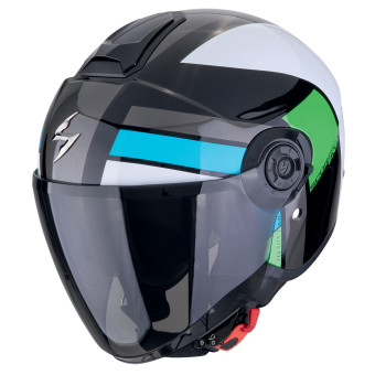 Scorpion Exo City II Blur Black White Green + Bluetooth-Kit Exo-Com Link-1C