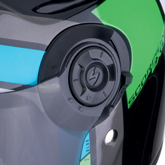Scorpion Exo City II Blur Black White Green + Bluetooth-Kit Exo-Com Link-1C