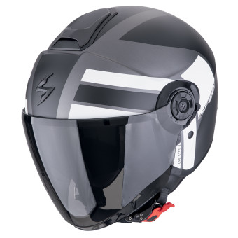 Scorpion Exo City II Blur Silver Matt Black White + Bluetooth-Kit Exo-Com Link-1