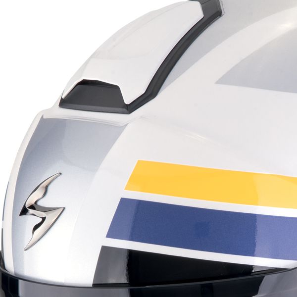 Scorpion Exo City II Blur White Silver Yellow + Kit Bluetooth BT Mini