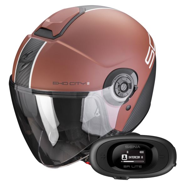 Jet Scorpion Exo City II Carbo Matt Brown Black + Kit bluetooth 5R Lite Jet Scorpion Exo City II Carbo Matt Brown Black + Kit bluetooth 5R Lite