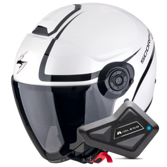 Jet Scorpion Exo City II Intercity White Black + Kit Bluetooth BT Mini