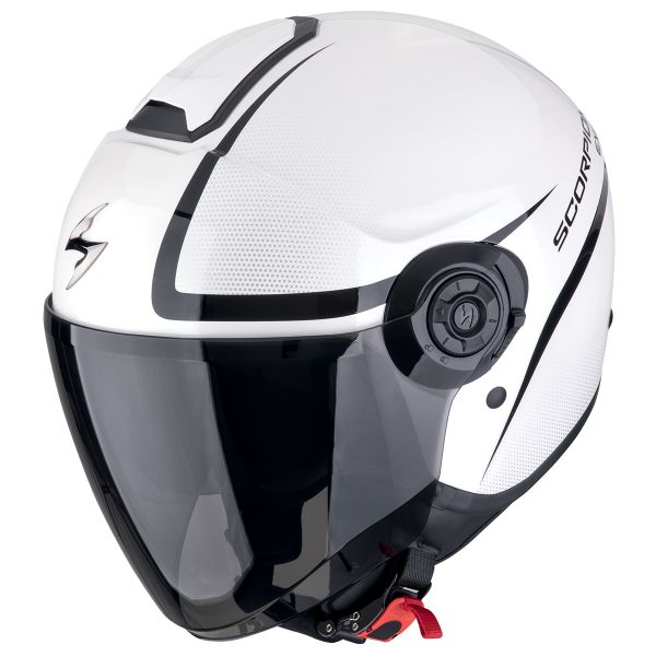 Scorpion Exo City II Intercity White Black + Bluetooth-Kit Exo-Com Link-1