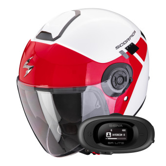 Jet Scorpion Exo City II Mall White Red + Kit bluetooth 5R Lite Solo