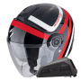 Casque Jet Scorpion Exo City II Riva Black Red + Bluetooth-Kit Exo-Com Link-1