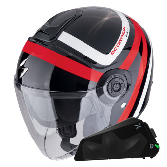 Jet Scorpion Exo City II Riva Black Red + Bluetooth-Kit Exo-Com Link-1C