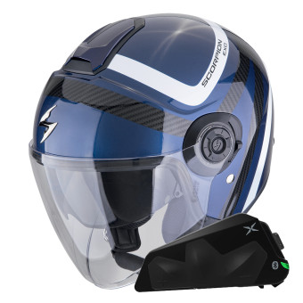 Jet Scorpion Exo City II Riva Blue Black + Bluetooth-Kit Exo-Com Link-1C