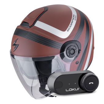 Jet Scorpion Exo City II Riva Brown Silver + Kit Bluetooth Lokui K30