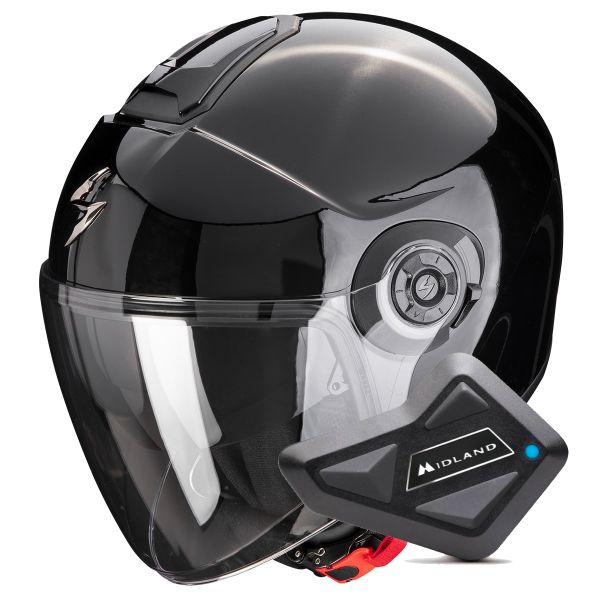 Jet Scorpion Exo City II Solid Black + Kit Bluetooth BT Mini Jet Scorpion Exo City II Solid Black + Kit Bluetooth BT Mini