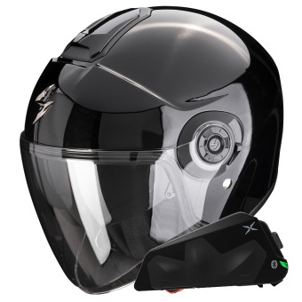 Jet Scorpion Exo City II Solid Black + Bluetooth-Kit Exo-Com Link-1C