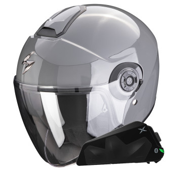 Jet Scorpion Exo City II Solid Cement Grey + Bluetooth-Kit Exo-Com Link-1C