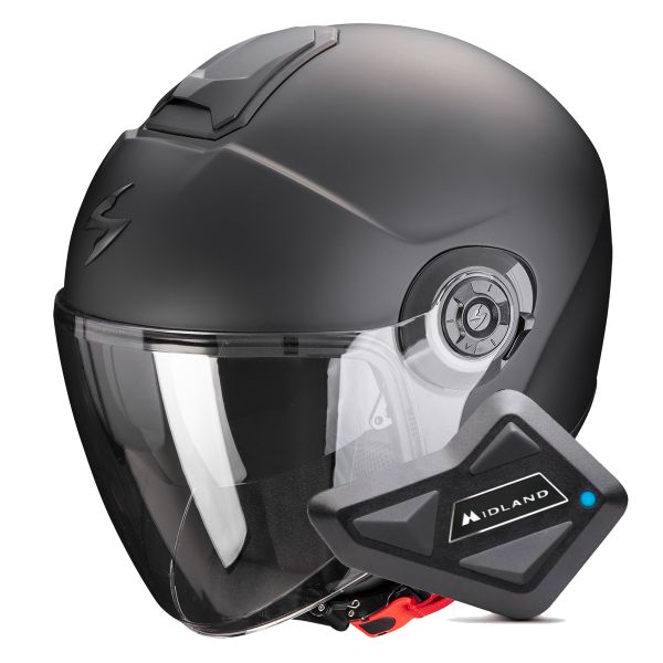 Jet Scorpion Exo City II Solid Matt Black + Kit Bluetooth BT Mini Jet Scorpion Exo City II Solid Matt Black + Kit Bluetooth BT Mini