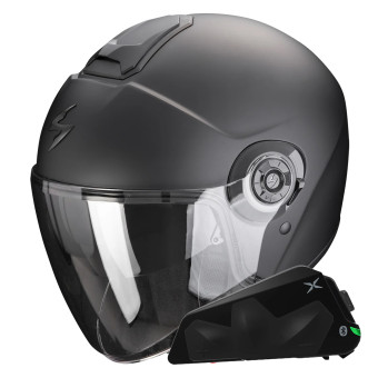 Jet Scorpion Exo City II Solid Matt Black + Bluetooth-Kit Exo-Com Link-1C