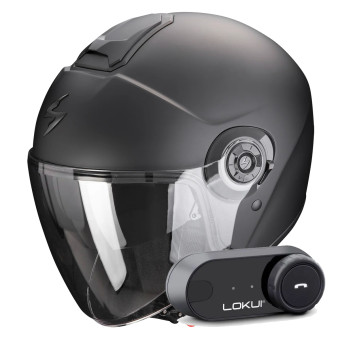 Jet Scorpion Exo City II Solid Matt Black + Kit Bluetooth Lokui K30