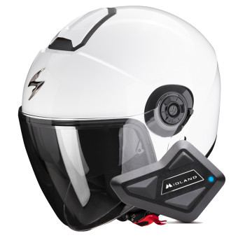 Jet Scorpion Exo City II Solid White + Kit Bluetooth BT Mini