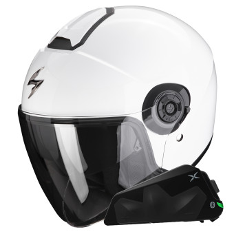 Jet Scorpion Exo City II Solid White + Bluetooth-Kit Exo-Com Link-1C