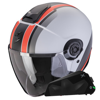Jet Scorpion Exo City II Vel Grey Red Matt + Bluetooth-Kit Exo-Com Link-1C