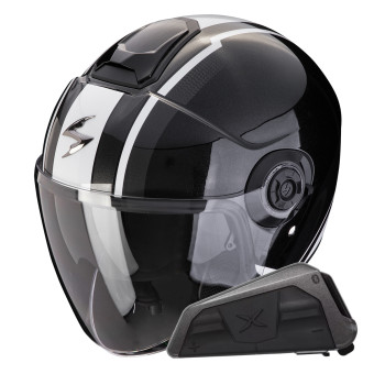 Jet Scorpion Exo City II Vel Metal Black White + Bluetooth-Kit Exo-Com Link-1