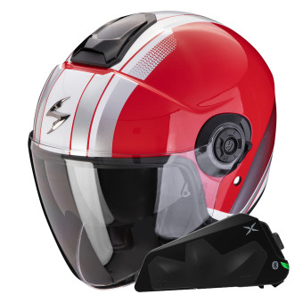 Jet Scorpion Exo City II Vel Red White + Bluetooth-Kit Exo-Com Link-1C