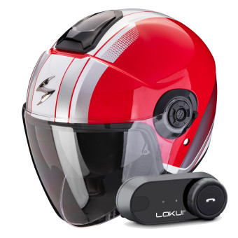 Jet Scorpion Exo City II Vel Red White + Kit Bluetooth Lokui K30