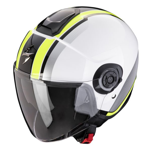 Scorpion Exo City II Vel White Yellow Fluo + Kit Bluetooth 5S Solo