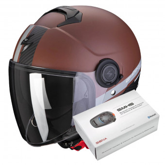 Jet Scorpion Exo City Strada Brown Matt Black + Kit Bluetooth Sena SMH5 Solo